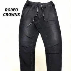 RODEO CROWNS スウェットデニムパンツ L黒ストレッチ イージーパンツ