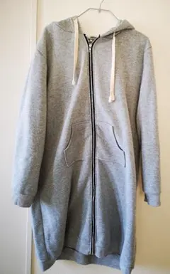 新品未使用 裏起毛 パーカー ロング グレー 3L 大きいサイズ ゆったり