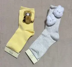 新品☆チュチュアンナのマスコット付きソックス（靴下）2足組（アライグマ・ウサギ）