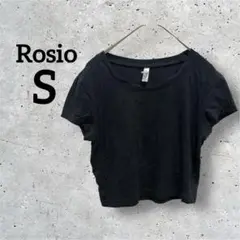 Rosio Tシャツ【S】黒 ブラック 無地 シンプル クロップド丈 ショート
