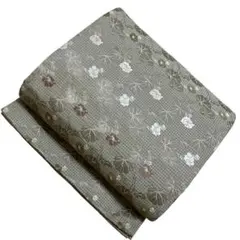 ユ101丸帯　葉 花 着物帯　仕立て上り