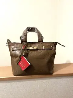 未使用　Falchi New York ショルダーバッグ　クロコダイル型押し牛革