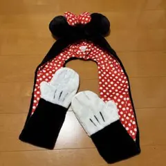 ミニーマウス フード・手袋付きマフラー ファンキャップ