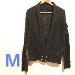 【アルパカ40%混】C&A モヘア調 ニットカーディガン Mチャコールグレー