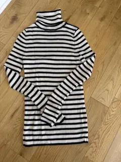 ボーダー タートルネック ニット 長袖