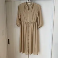 UNIQLO ドット柄ワンピース ベージュ Lサイズ