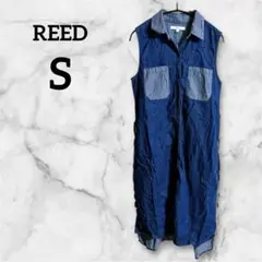 REED 【Ｓ】ノースリーブシャツワンピース ダークインディゴ