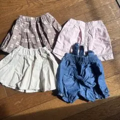 ボトムス4点セット（グレー・白・ピンク・デニム）