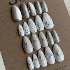 【226】20本セットまとめ売り 通年利用可能 結婚式 ネイルチップ ホワイト系