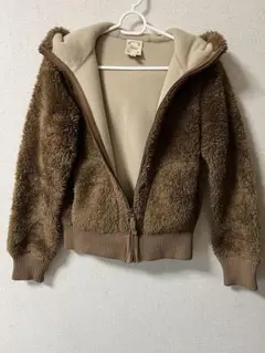 UNIQLO ユニクロ フリース フード付きジャケット ふわふわモコモコ 茶色