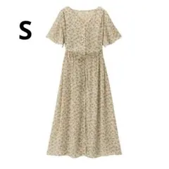 GU フラワープリントワンピース S 花柄