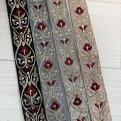 985.インド刺繍リボン 1m×4本セット