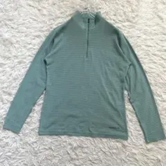 美品 モンベル mont-bell ボーダーロングスリーブジップシャツ L