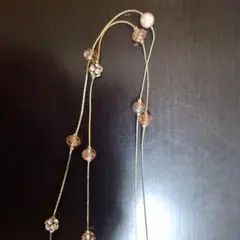 ビーズとパールのロングネックレス