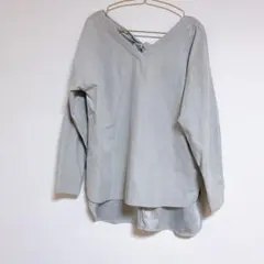 rps オフショルダーリボン付き長袖トップス ブルー M