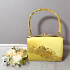 和装バッグ イエロー 花 ゴールド 亀甲 華やか アクセント 着物に 和装小物