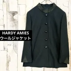ハーディエイミス ウール スタンドカラー バンドカラー ジャケット 濃緑 9