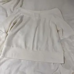 one way ファー付きオフショルダーニット ホワイト