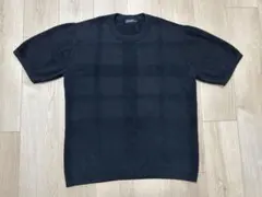 【大幅値下】BLACK LABEL チェック柄ニット 半袖 ブラック Lサイズ