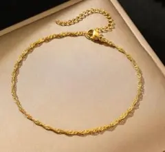 金アレ ゴールド サージカルステンレス 人気★特殊デザインチェーン ブレスレット
