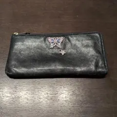 アナスイ♪ANNA SUI♪レザー長財布♪蝶＆星のチャーム付き