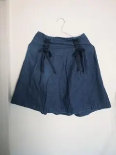 fint フィント デニムフレアスカート リボン付き