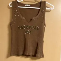 ZARA スタッズ タンクトップ ブラウンのサムネイル