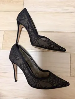 正規品‼️GianvitoRossi ブラックレース ハイヒール ポインテッドトゥのサムネイル