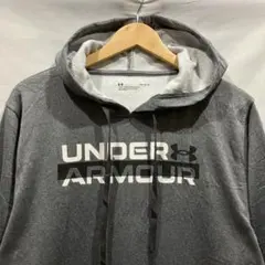 アンダーアーマー L プルオーバーパーカー グレー ロゴプリント スポーツウェア