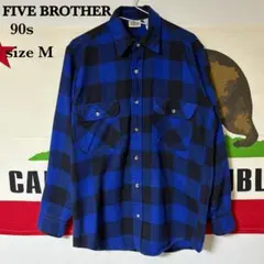 90s FIVE BROTHER ネルシャツ ブロックチェック サイズ M 古着