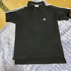 adidas ブラック ポロシャツ ストライプ
