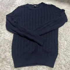 週末お値下げ❗️美品❗️UNIQLO ネイビー コットンカシミヤケーブルニット長袖