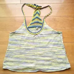 チャイハネ　かぎ編みニットのビスチェ　グリーン　キャミ　エスニック　クロシェ