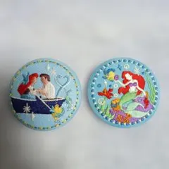 ディズニー刺繍缶バッジ　アリエル　２個セット