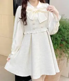 ボウタイリボンツイードワンピース ROJITA