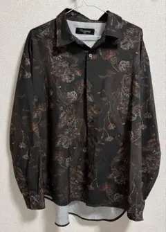 黒花柄 長袖シャツ