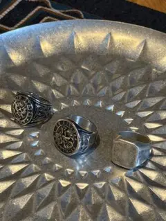 【3点セット】ステンレス シグネットリング カレッジリング ヴィンテージメンズ