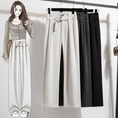 高級感 3カラー展開 スラックス レディース 着痩せ 通勤 ワイドパンツ 気質