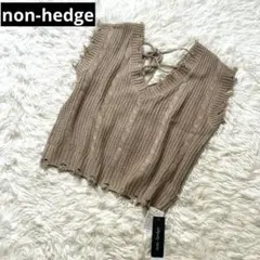 新品タグ付き non-hedge ノースリーブ ニットデザイントップス リボン