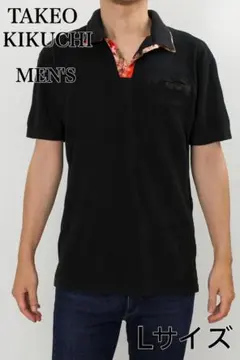 TAKEO KIKUCHI 花柄切替デザイン ポロシャツ L(3) メンズシャツ