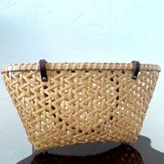 新品未使用・一点物】和モダン 編み込みかごバッグ 黒×金具 浴衣 夏
