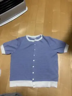 値下げ‼️しまむら　シーズンリーズン　ボーダー 半袖 カーディガン　ストラップ 青