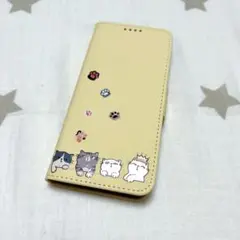 Xperia 5V イエロー　猫柄　手帳型　黄色