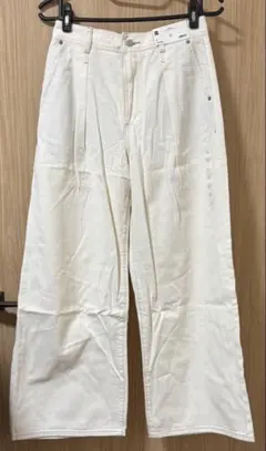 GU ライトデニムワイドパンツ　白　X L