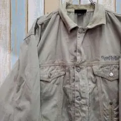 HB485☆ディーゼル☆デニムジャケット☆ワンポイント刺繍ロゴ☆ベージュ☆S