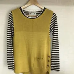 ☆イエロー ニットベスト ストライプインナー付き【2枚まとめ売り】