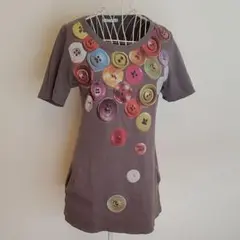 UT ユニクロ　Tシャツ　チュニック　グレー　ボタン　Sサイズ