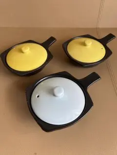 ［未使用] 萬古焼　1人用目玉焼き鍋　アヒージョにも！　レトロ　廃盤　3個セットのサムネイル