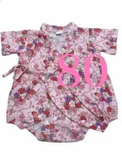 ベビー 甚平 ロンパース 80 女の子 ピンク 花柄 お祭り