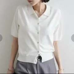 サラモチ衿付き半袖カーディガン　ディスコート